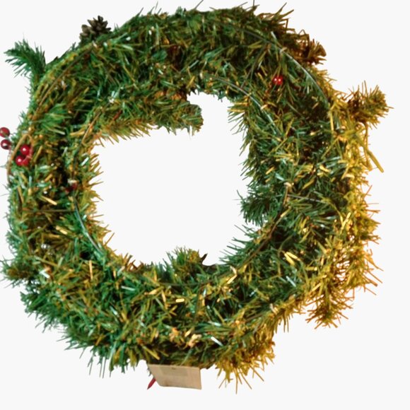 Pre Lit Pine Wreath Multi Color Lights Pinecones New 24 Inch - Picture 7 of 12